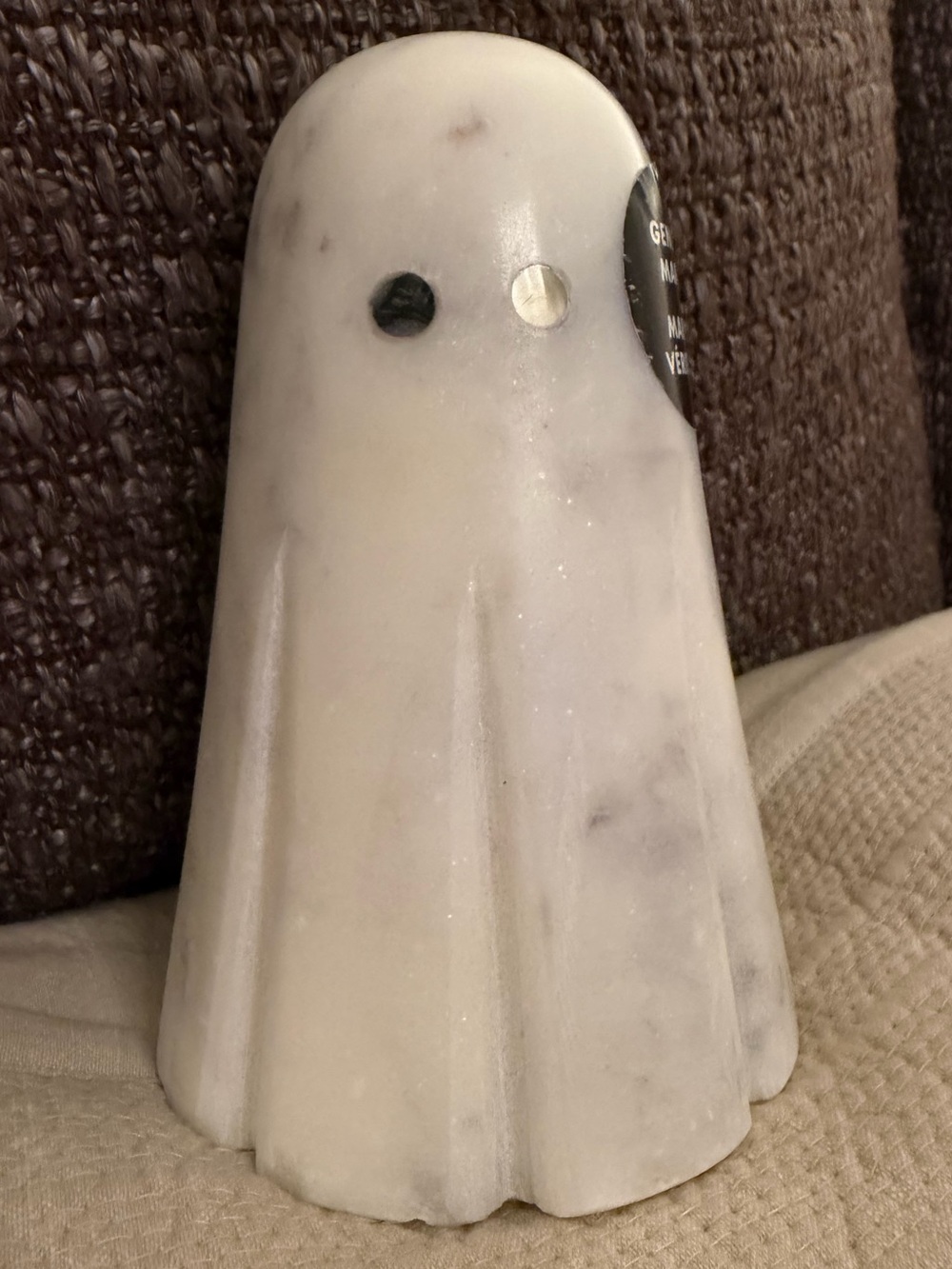 Home Goods Genuine Marble Ghost Figurine - White with Gray Veining Fall Decor